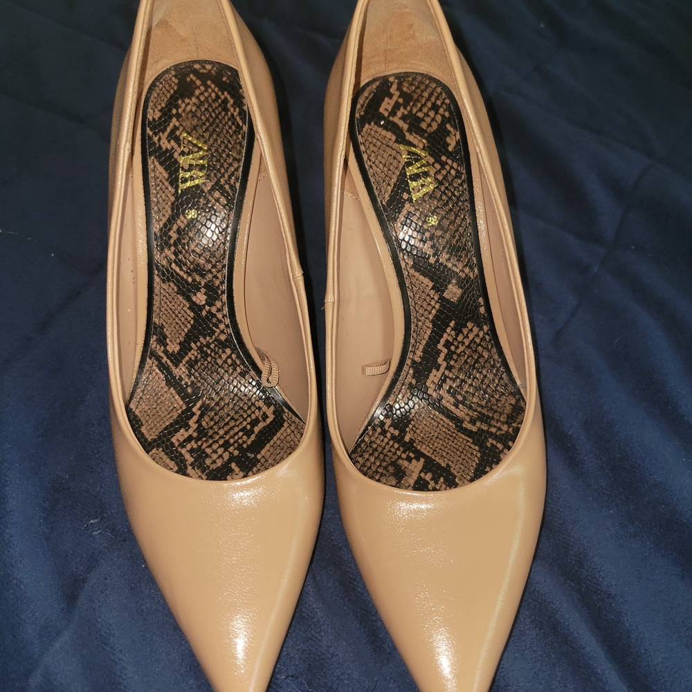 Zara Nude Pointed Toe Heels